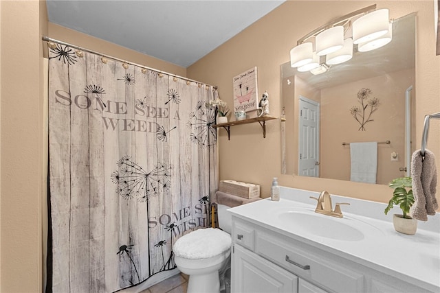 9225 Charles St, Rogers, AR 72756 - bathroom featuring vanity, tile patterned floors, and curtained shower