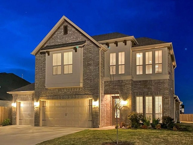 1432 Cannon Ln, Cave Springs, AR 72718 - view of front facade with concrete driveway, brick siding, and a garage