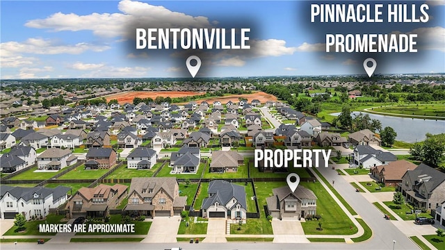 1432 Cannon Ln, Cave Springs, AR 72718 - aerial perspective of suburban area with a large body of water