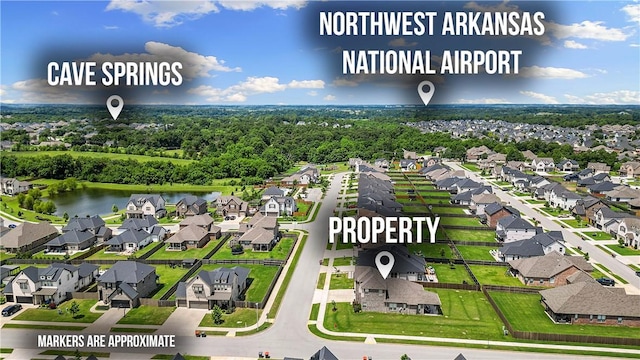 1432 Cannon Ln, Cave Springs, AR 72718 - aerial perspective of suburban area featuring a large body of water
