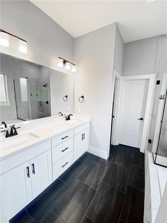 1432 Cannon Ln, Cave Springs, AR 72718 - bathroom with a marble finish shower and double vanity