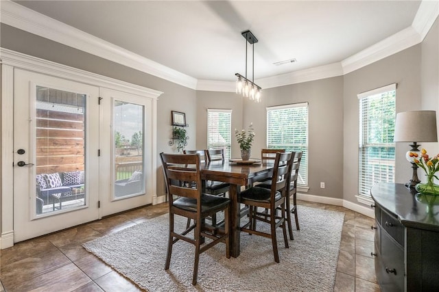 2314 S Mont Blanc Ave, Rogers, AR 72758 - dining space with light tile patterned floors, ornamental molding, and baseboards