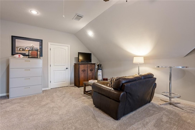 2314 S Mont Blanc Ave, Rogers, AR 72758 - living room with light carpet, lofted ceiling, baseboards, and recessed lighting