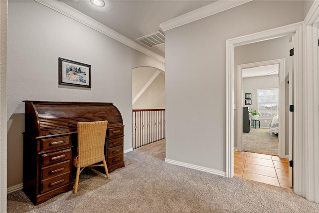 2314 S Mont Blanc Ave, Rogers, AR 72758 - carpeted office with baseboards and tile patterned flooring