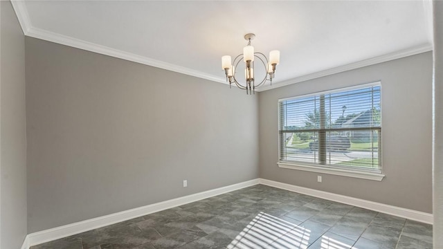 694 Bison Run St, Farmington, AR 72730 - empty room featuring crown molding, a chandelier, and baseboards