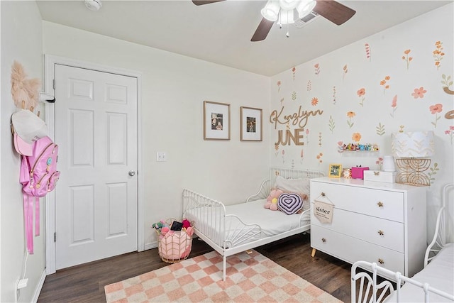 1031 Charles St, Pea Ridge, AR 72751 - bedroom featuring dark wood-style flooring and ceiling fan