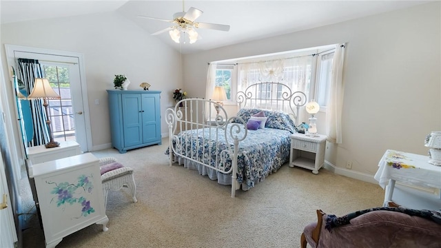 14559 Zimmerman Ln, Rogers, AR 72756 - bedroom featuring light colored carpet, access to outside, multiple windows, lofted ceiling, and baseboards