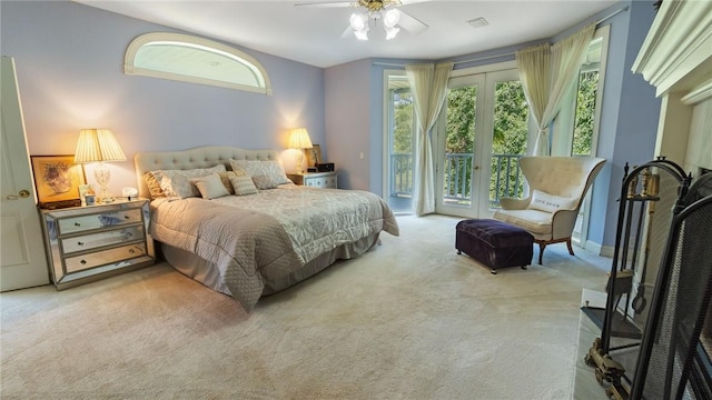 14559 Zimmerman Ln, Rogers, AR 72756 - bedroom featuring access to exterior, carpet, and ceiling fan