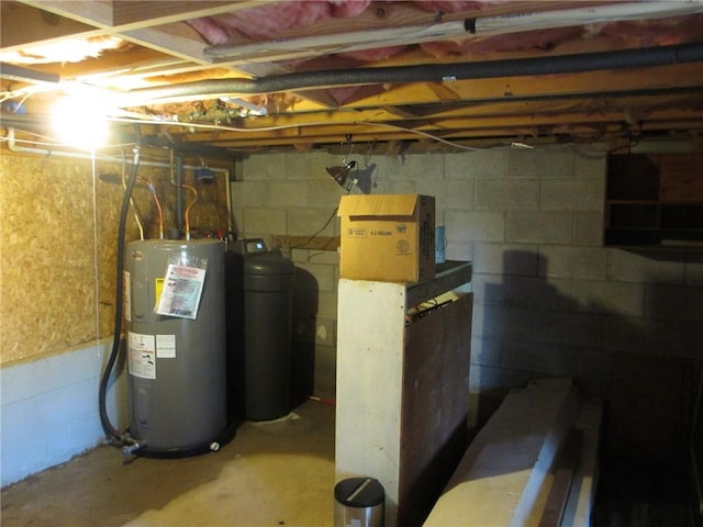 9 Rancho Vista Ln, Holiday Island, AR 72631 - unfinished below grade area with electric water heater and a water softener