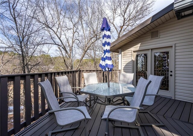 2480 N Saint Andrews Dr, Kansas, OK 74347 - wooden terrace featuring outdoor dining space
