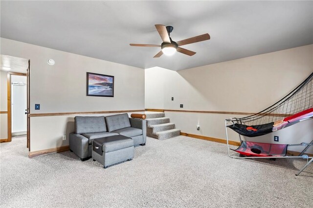 2480 N Saint Andrews Dr, Kansas, OK 74347 - carpeted living room with a ceiling fan and baseboards