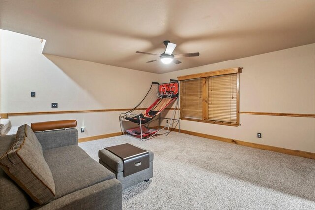 2480 N Saint Andrews Dr, Kansas, OK 74347 - carpeted living area featuring a ceiling fan and baseboards