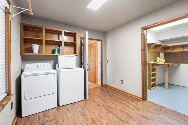 2480 N Saint Andrews Dr, Kansas, OK 74347 - washroom with separate washer and dryer and light wood-type flooring
