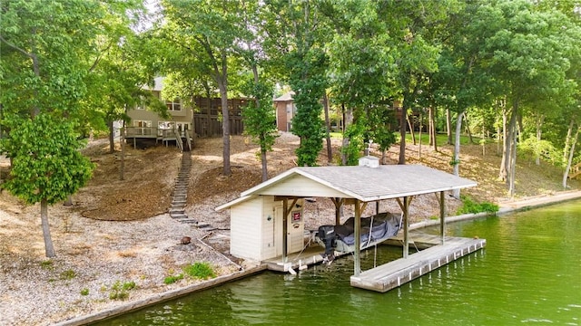 47 Rath Dr, Bella Vista, AR 72715 - dock area with stairway, a water view, and boat lift