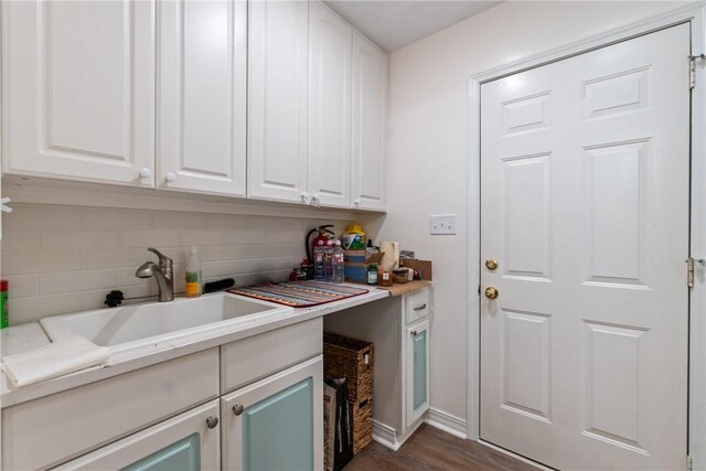 16 Osage Ln, Holiday Island, AR 72631 - laundry room featuring a sink and dark wood finished floors
