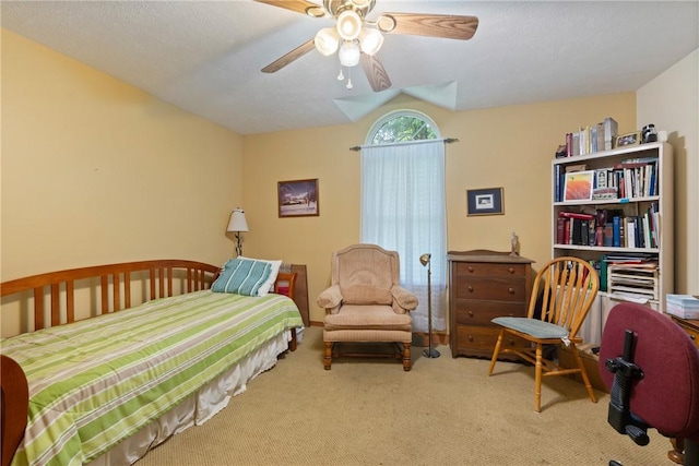 16 Osage Ln, Holiday Island, AR 72631 - bedroom featuring carpet flooring, vaulted ceiling, and a ceiling fan