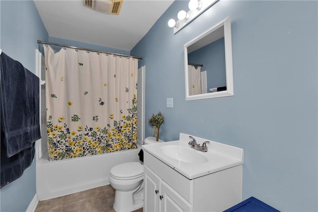 320 S Pleasant St, Springdale, AR 72764 - bathroom with vanity, toilet, shower / bath combination with curtain, and tile patterned flooring