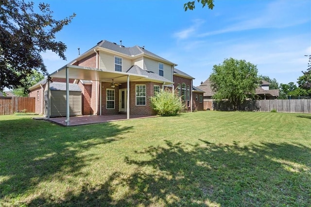 4204 Warbal Trl, Rogers, AR 72758 - rear view of house featuring ceiling fan, brick siding, and a patio area
