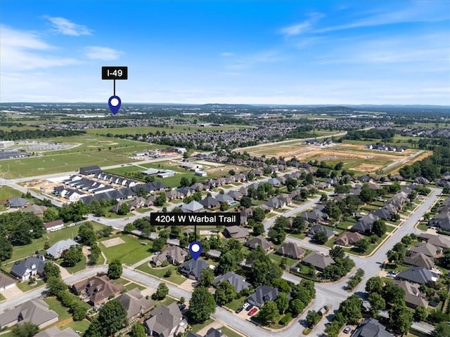 4204 Warbal Trl, Rogers, AR 72758 - aerial view of property and surrounding area with nearby suburban area