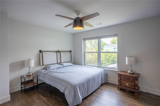 808 S Locust Ave, Fayetteville, AR 72701 - bedroom featuring wood finished floors and ceiling fan