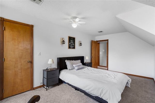 13004 Canehill Rd, Lincoln, AR 72744 - bedroom with light carpet, a ceiling fan, baseboards, and vaulted ceiling