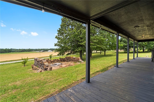 13004 Canehill Rd, Lincoln, AR 72744 - wooden terrace featuring a lawn and a rural view
