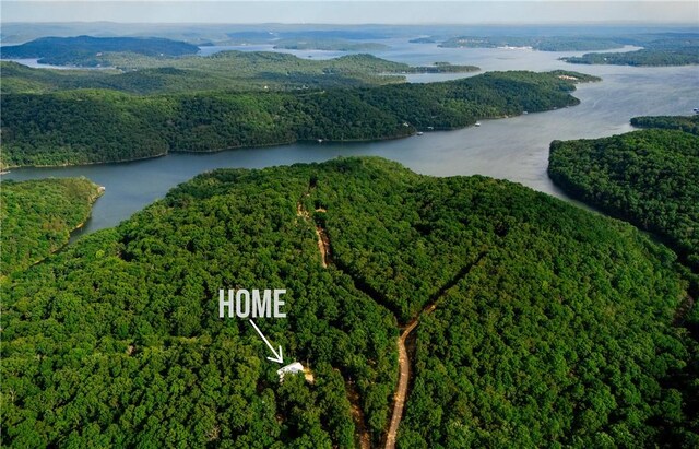 11648 Ventris Rd, Garfield, AR 72732 - aerial overview of property's location with a heavily wooded area and a large body of water