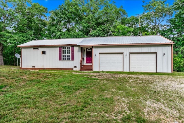 11648 Ventris Rd, Garfield, AR 72732 - ranch-style home with crawl space, a front yard, metal roof, and entry steps