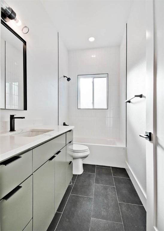 1 Breeghle Ln, Bella Vista, AR 72714 - bathroom with vanity, tile patterned floors, shower / bath combination, and recessed lighting