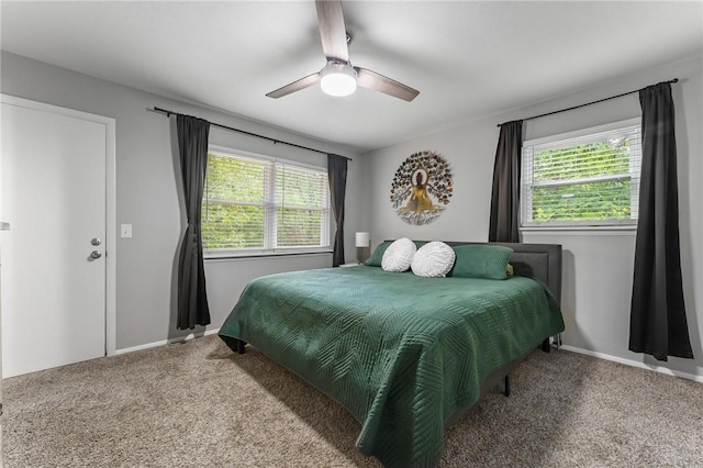 21 Chudleigh Ln, Bella Vista, AR 72714 - bedroom with carpet floors, multiple windows, a ceiling fan, and baseboards