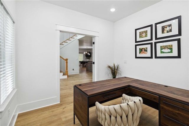 204 NE Healing Springs St, Bentonville, AR 72713 - office with light wood-style flooring, healthy amount of natural light, baseboards, and recessed lighting