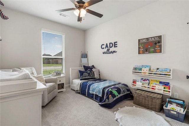 2009 Abbott Ln, Pea Ridge, AR 72751 - bedroom with light colored carpet and a ceiling fan