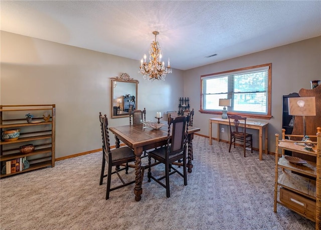 1608 Cartwright Cir, Springdale, AR 72762 - carpeted dining room with a chandelier, baseboards, and a textured ceiling