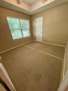 1210 Apache Dr, Bentonville, AR 72712 - unfurnished bedroom with baseboards, a raised ceiling, and carpet floors