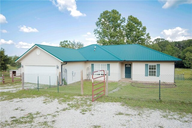 19105 Feather Hill Rd, Elkins, AR 72727 - single story home featuring an attached garage, driveway, and metal roof
