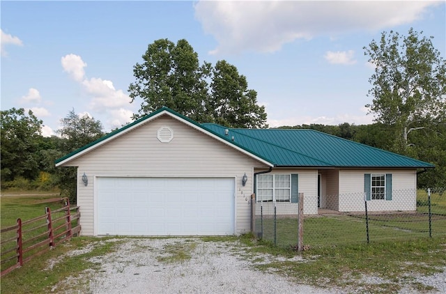19105 Feather Hill Rd, Elkins, AR 72727 - single story home with driveway, metal roof, and an attached garage