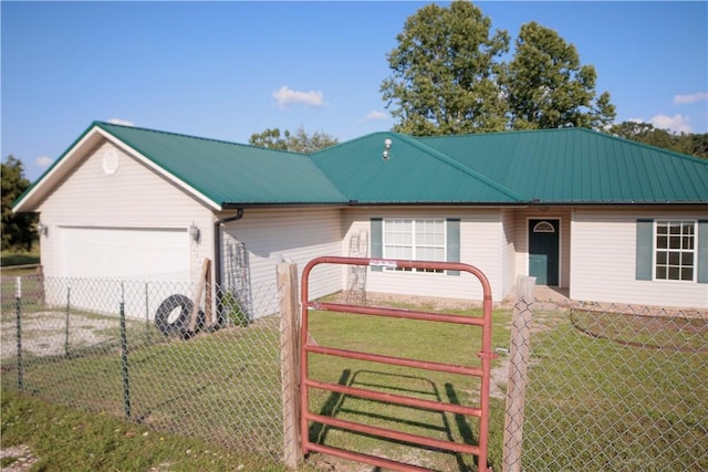 19105 Feather Hill Rd, Elkins, AR 72727 - single story home with an attached garage and metal roof