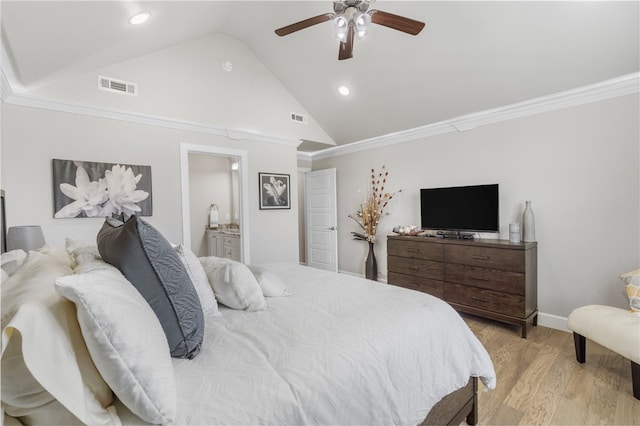 531 Chaparral St, Centerton, AR 72719 - bedroom featuring wood finished floors, a ceiling fan, crown molding, recessed lighting, and connected bathroom