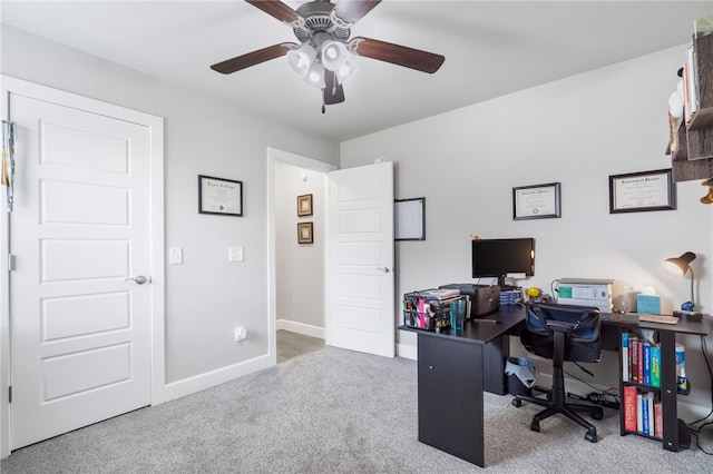531 Chaparral St, Centerton, AR 72719 - office with carpet flooring, ceiling fan, and baseboards