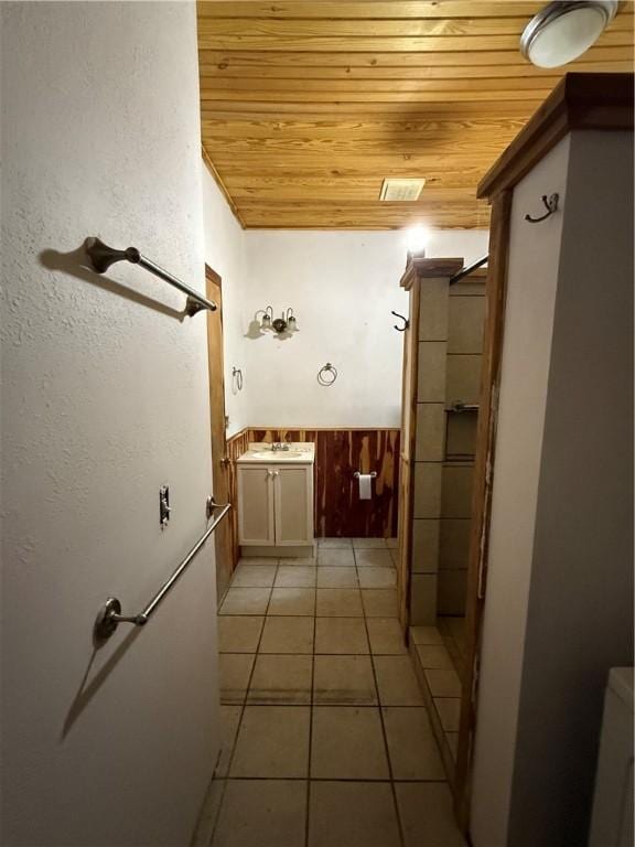120 Walnut Rdg, Berryville, AR 72616 - bathroom with wood ceiling, vanity, and tile patterned floors