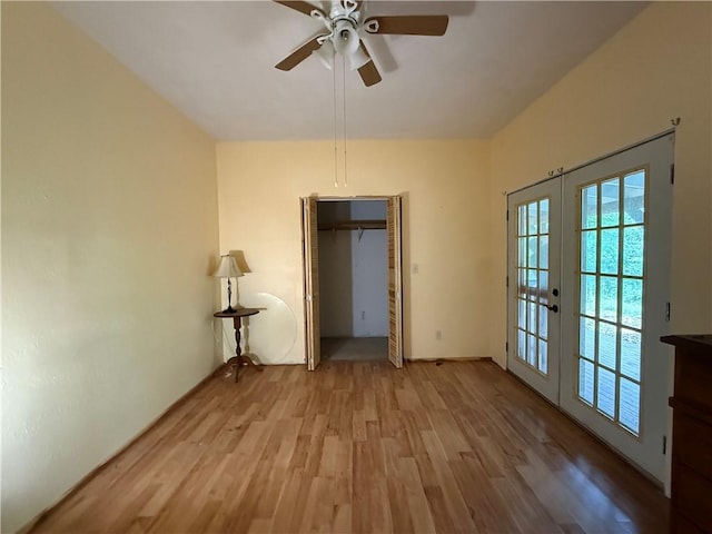 120 Walnut Rdg, Berryville, AR 72616 - unfurnished dining area with french doors, healthy amount of natural light, light wood-type flooring, and a ceiling fan