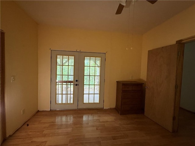 120 Walnut Rdg, Berryville, AR 72616 - entryway with light wood-style floors, french doors, and ceiling fan
