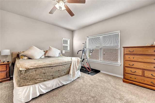 1300 Eureka Rd, Centerton, AR 72719 - carpeted bedroom featuring baseboards, lofted ceiling, and ceiling fan