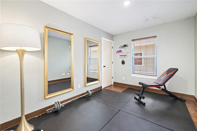 6108 SW Lee Ln, Bentonville, AR 72713 - exercise room featuring baseboards and recessed lighting