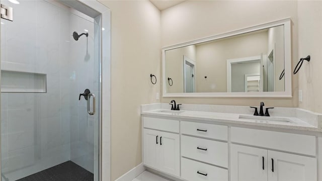 1209 SW Journey Ln, Bentonville, AR 72713 - full bathroom featuring a shower stall and double vanity
