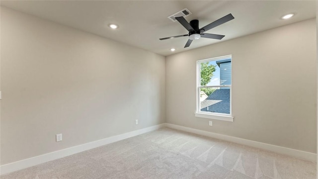 1209 SW Journey Ln, Bentonville, AR 72713 - empty room featuring light carpet, recessed lighting, and a ceiling fan