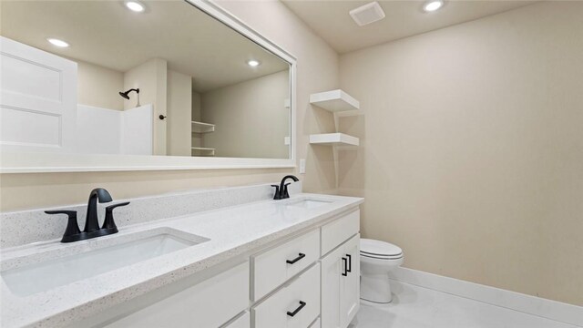 1209 SW Journey Ln, Bentonville, AR 72713 - full bathroom with recessed lighting, double vanity, and a shower