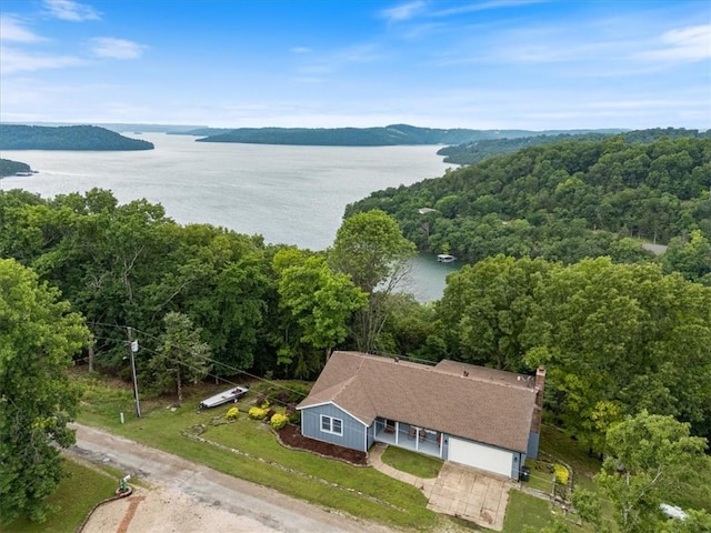 326 Hillcrest Rd, Eureka Springs, AR 72631 - view from above of property with a nearby body of water and a heavily wooded area
