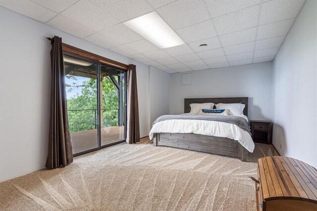 326 Hillcrest Rd, Eureka Springs, AR 72631 - carpeted bedroom with access to outside and a paneled ceiling
