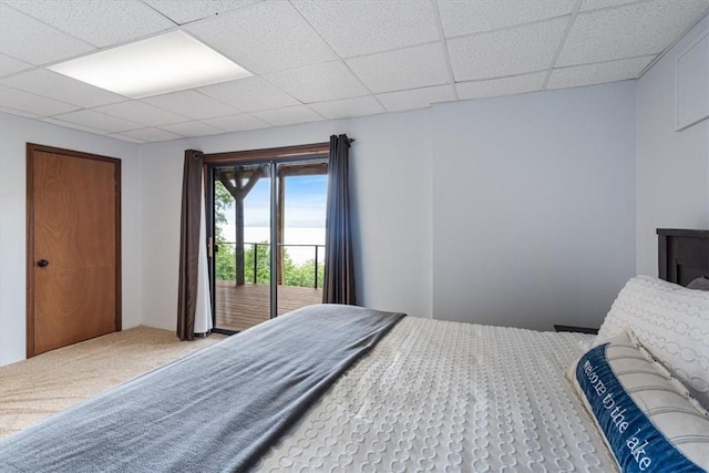 326 Hillcrest Rd, Eureka Springs, AR 72631 - bedroom with carpet flooring, a drop ceiling, and access to exterior